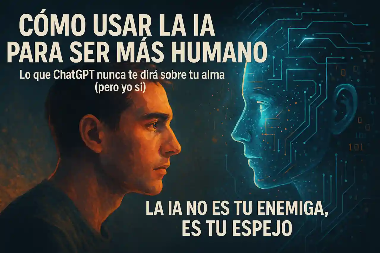 Imagen de un hombre frente a él mismo si fuer robot, para el post Cómo usar la IA para ser más humano